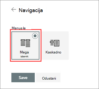 Slika mogućnosti mega izbornika