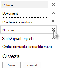 Premještanje poštanskog sandučića i brisanje stavke Nedavno na traci za brzo pokretanje