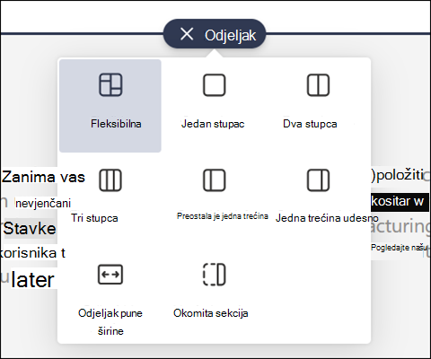 Novi alatni okvir sekcije sa fleksibilnom sekcijom