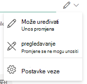 Ikona olovke označava da primatelji mogu uređivati datoteku