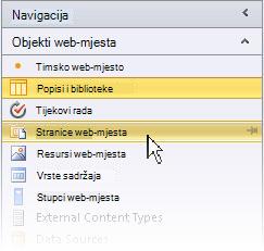 Web-mjesto otvoreno u programu SharePoint Designer 2010