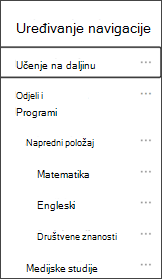 Uređivanje navigacije