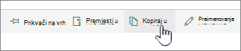 Gumb Kopiraj u na glavnom izborniku