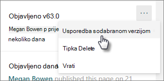 Usporedba s odabranom verzijom