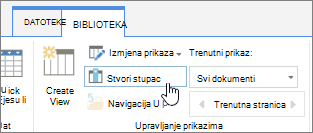 Veza za stvaranje stupca u biblioteci sustava SharePoint Online