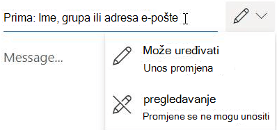 Odaberite ikonu olovke da biste primateljima dali dozvolu za uređivanje ili samo za čitanje.