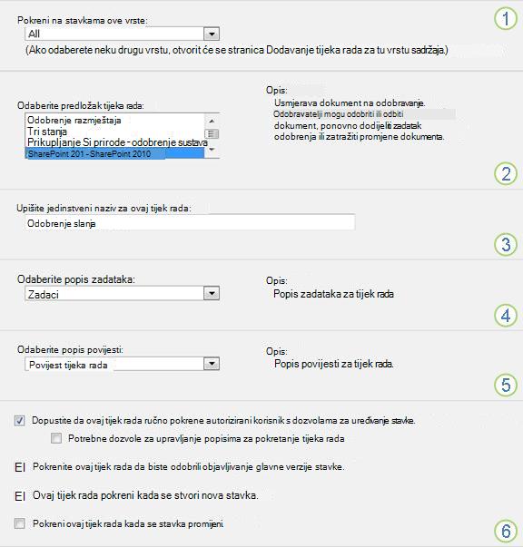 Dodavanje osnovnih informacija o tijeku rada s odjeljcima u oblačićima