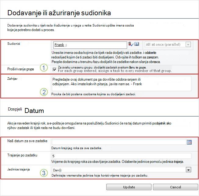 Obrazac za promjenu budućih zadataka