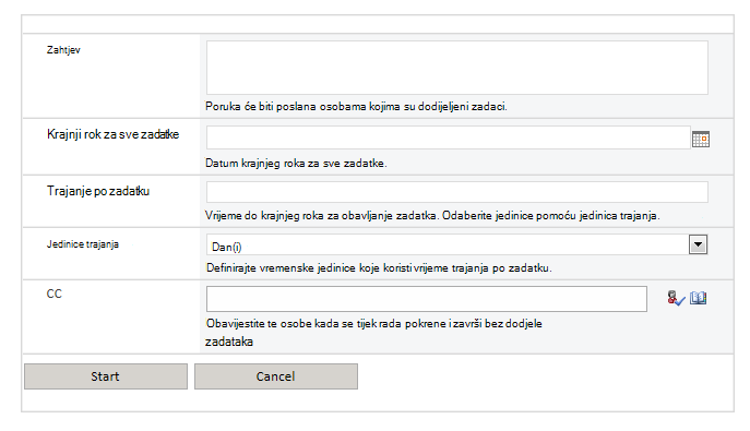 Slika zaslona tijeka rada