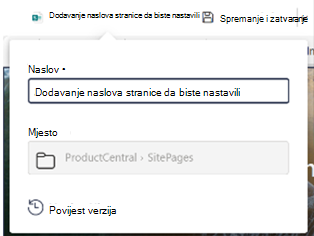 Okvir naslova na naredbenoj traci