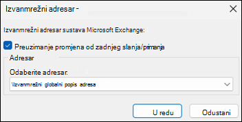 Mogućnost preuzimanja adresara u programu Outlook