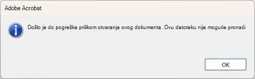 Pogreška pri brzom ispisu PDF-a Outlook za računala