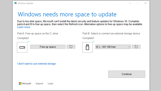 Sustavu Windows potrebno je još prostora za ažuriranje poruke