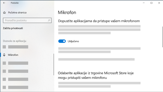 Postavke mikrofona