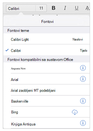Mogućnosti fonta