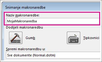 Okvir za naziv makronaredbe