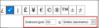 Polje pošiljatelja naznačuje da se radi o ASCII simbolu