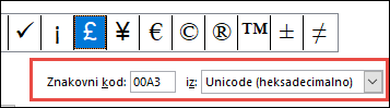Polje pošiljatelja naznačuje da se radi o Unicode simbolu