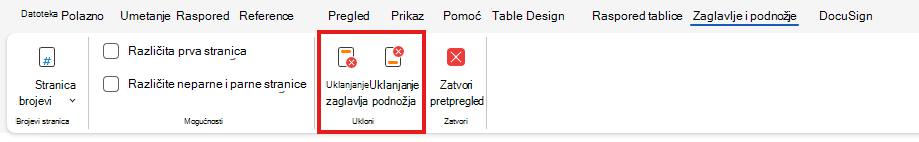 Uklanjanje zaglavlja i podnožja na webu