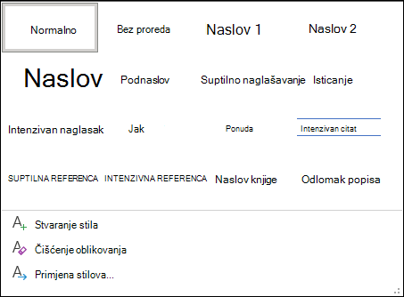Biblioteka stilova u programu Word