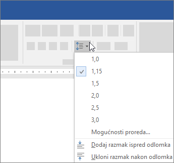 Mogućnosti promjene proreda u programu Word