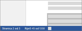 Broj riječi na jednom dijelu