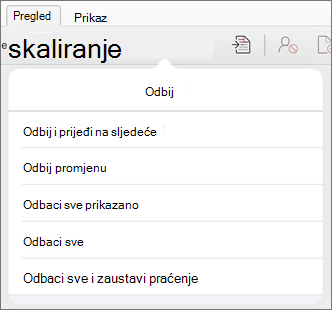 Izbornik Odbaci promjene