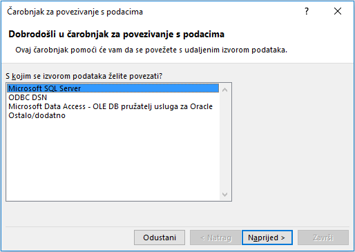 Čarobnjak za povezivanje s podacima