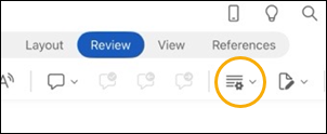Word za iPad Track Changes button