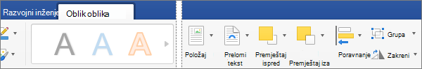 Da biste poravnali jedan ili više odabranih objekata, kliknite Poravnaj