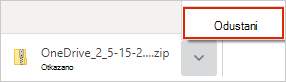 Dijaloški okvir za otkazivanje preuzimanja na servisu OneDrive