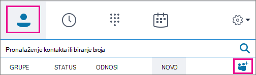 Odaberite ikonu za dodavanje kontakata s kontaktima > .