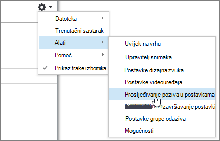 Izbornik Mogućnosti Prosljeđivanje poziva