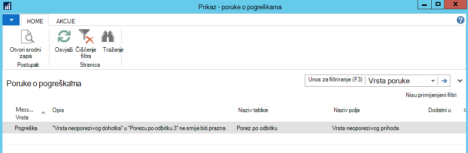 Snimka zaslona s funkcijom Otvori srodni zapis