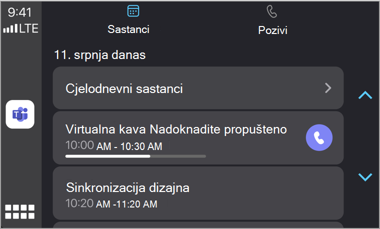 carplay meetings tab