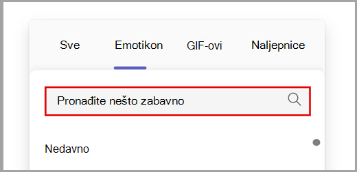 Pretraživanje svih mogućnosti emotikona.