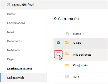 Snimka zaslona koja pokazuje pokazivač koji klikne kako bi odabrao određenu datoteku.