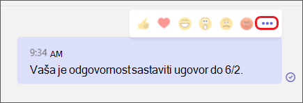 Realistična poruka s istaknutim izbornikom Dodatne mogućnosti.