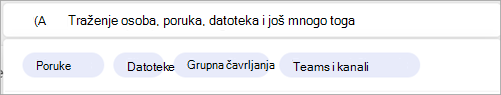 Snimka zaslona na kojoj se prikazuju filtri pretraživanja povezani s određenom osobom.