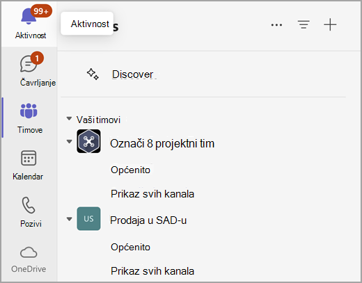 Snimka zaslona Odvojeni prikaz u jednostavnoj suradnji