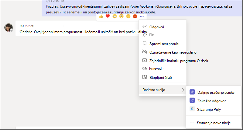 Potpuno prošireni izbornik Dodatne mogućnosti sa svojim podizbornicima