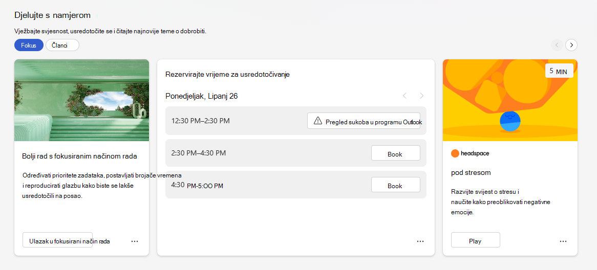 Snimka zaslona na kojoj se prikazuje namjerno djelovanje
