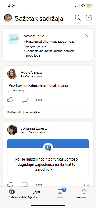 Prikaz sažetka sadržaja na mobilnim uređajima