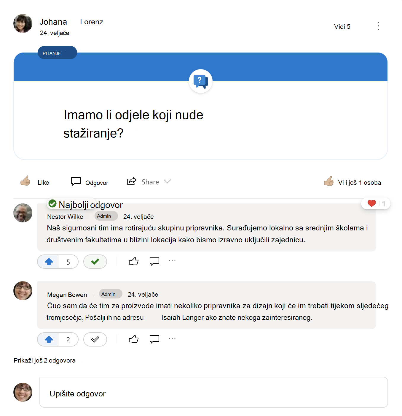 Najbolji odgovor na pitanje o servisu Yammer