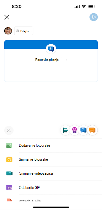 Pitanje servisa Yammer na mobilnom telefonu sa sustavom iOS