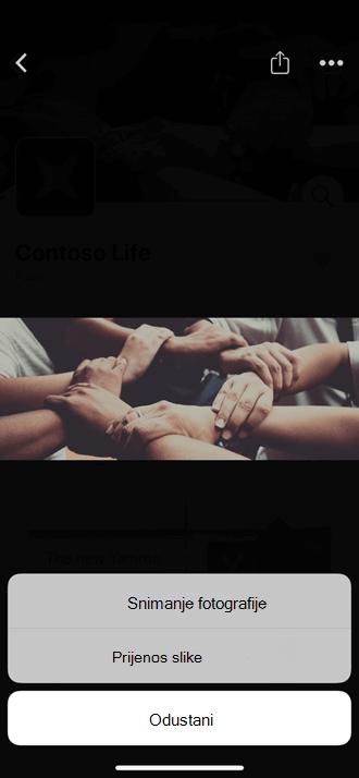 Prijenos fotografije s mobilnog uređaja u zajednicu servisa Yammer