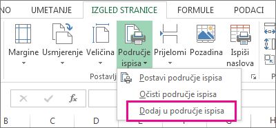 Dodaj u područje ispisa