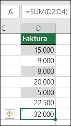 Excel prikazuje pogrešku kada formula preskoči ćelije u rasponu