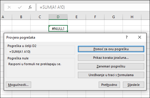 Povucite okvir Provjera pogrešaka tik ispod trake formule.