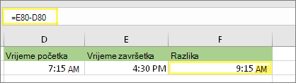=E80-D80 i rezultat: 09:15